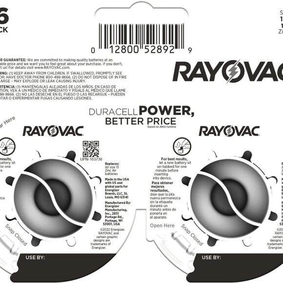 Rayovac Size 13 Hearing Aid Batteries (16 Pack) - Picture 6 of 7